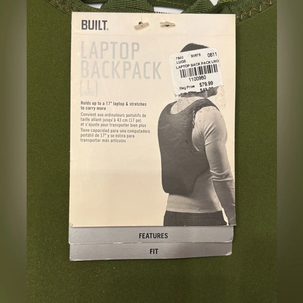 Built NWT Olive Laptop‎ Backpack